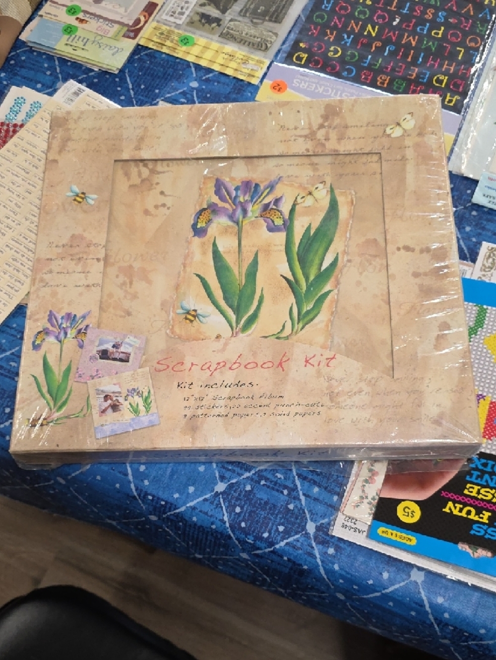 Floral Scrapbook Kit with Purple Iris Design